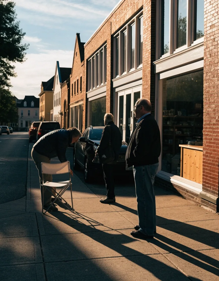 Supporters gathering on a small-town main street for a campaign event in a competitive Pennsylvania district